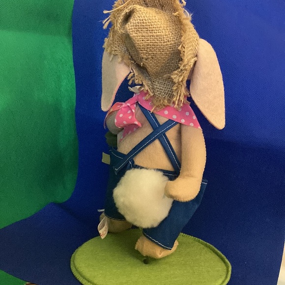 Annalee 1989 Country Boy Bunny 12”Tall on a green Base - Picture 3 of 5